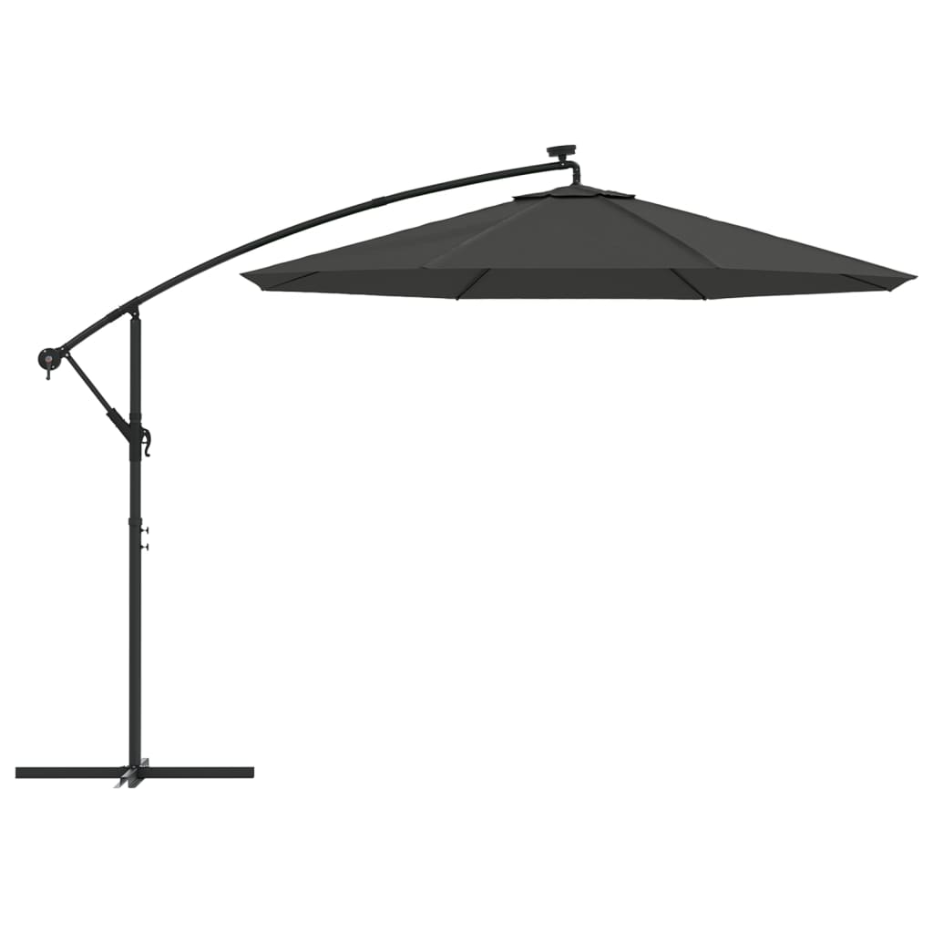 Zweefparasol met LED-verlichting stalen paal 300 cm antraciet - AllerleiShop