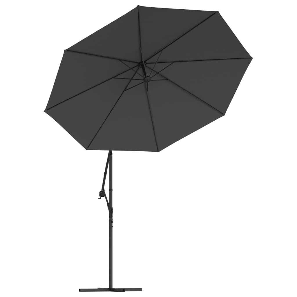 Zweefparasol met LED-verlichting stalen paal 300 cm antraciet - AllerleiShop