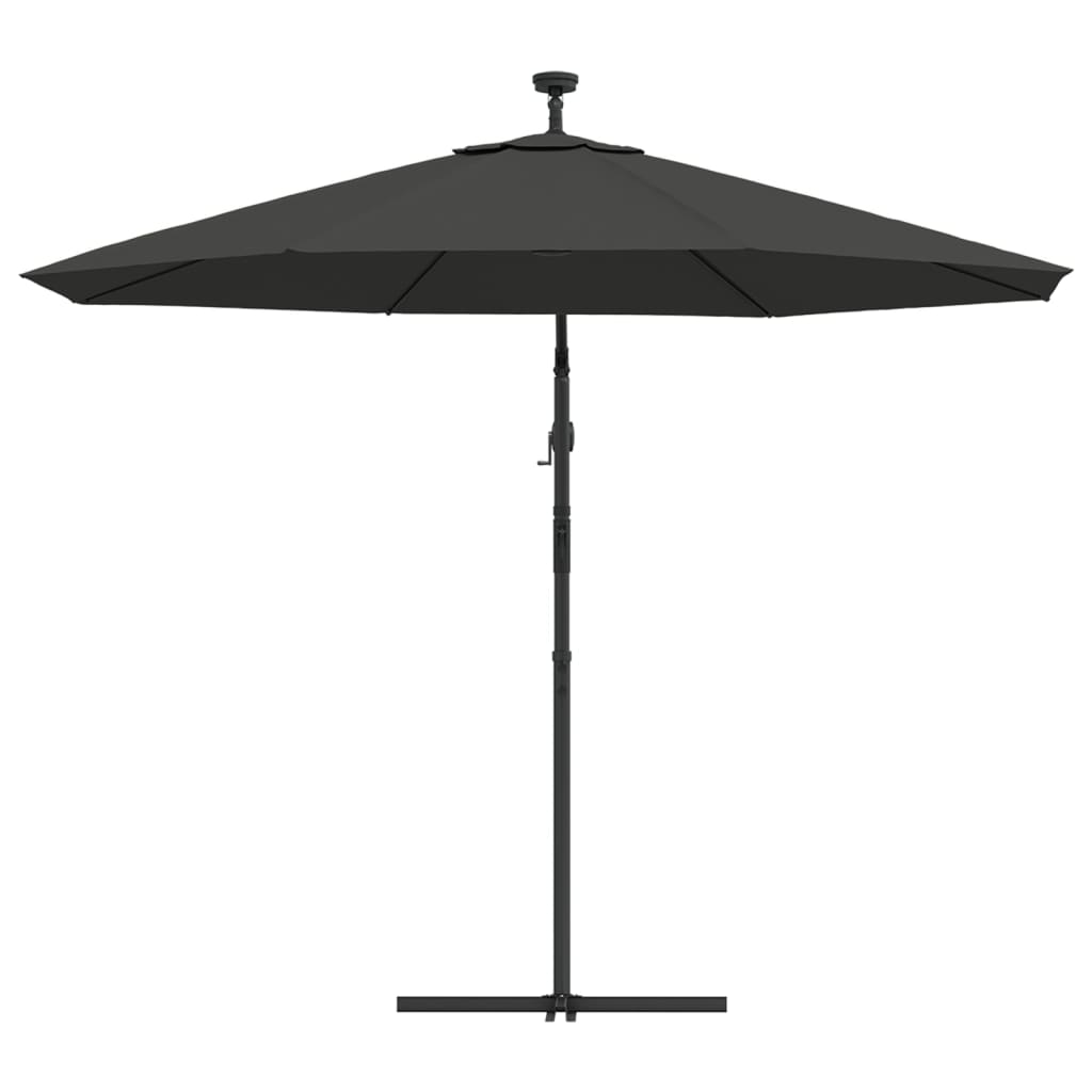 Zweefparasol met LED-verlichting stalen paal 300 cm antraciet - AllerleiShop