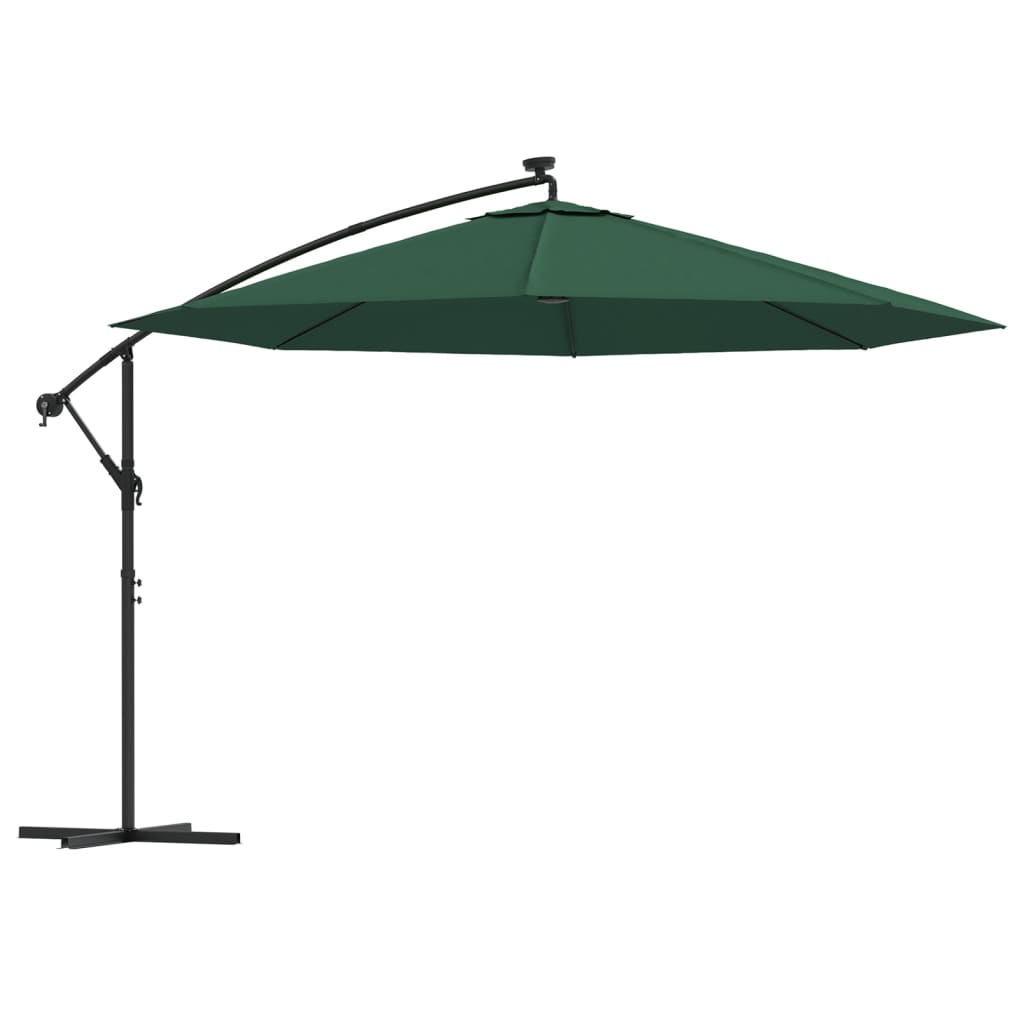 Zweefparasol met LED-verlichting en metalen paal 350 cm groen - AllerleiShop