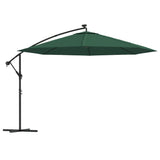 Zweefparasol met LED-verlichting en metalen paal 350 cm groen - AllerleiShop