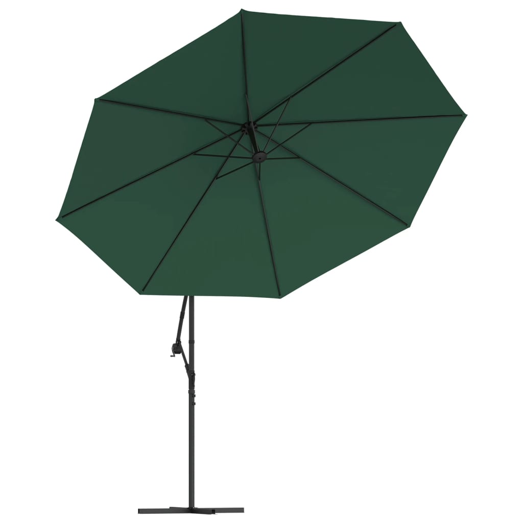 Zweefparasol met LED-verlichting en metalen paal 350 cm groen - AllerleiShop