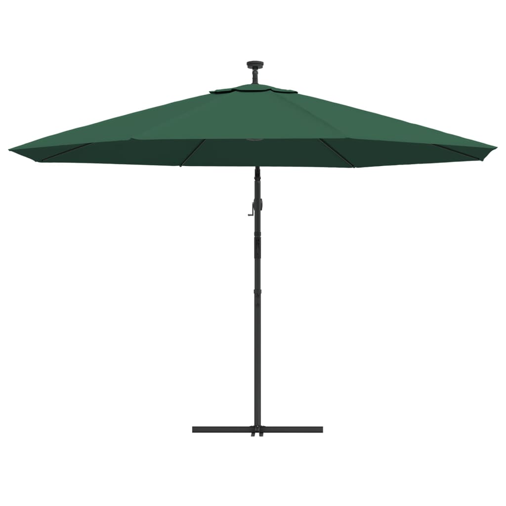 Zweefparasol met LED-verlichting en metalen paal 350 cm groen - AllerleiShop