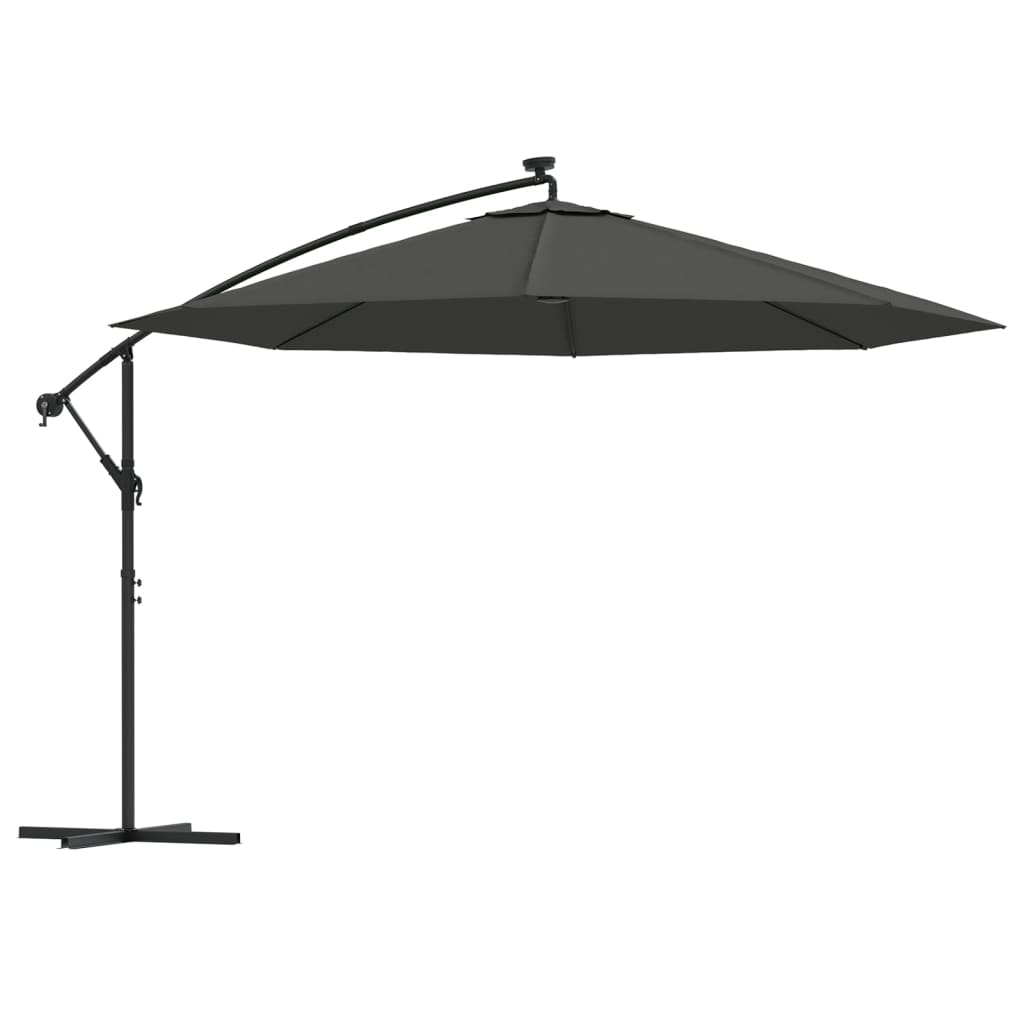 Zweefparasol met LED-verlichting metalen paal 350 cm antraciet