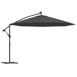 Zweefparasol met LED-verlichting metalen paal 350 cm antraciet