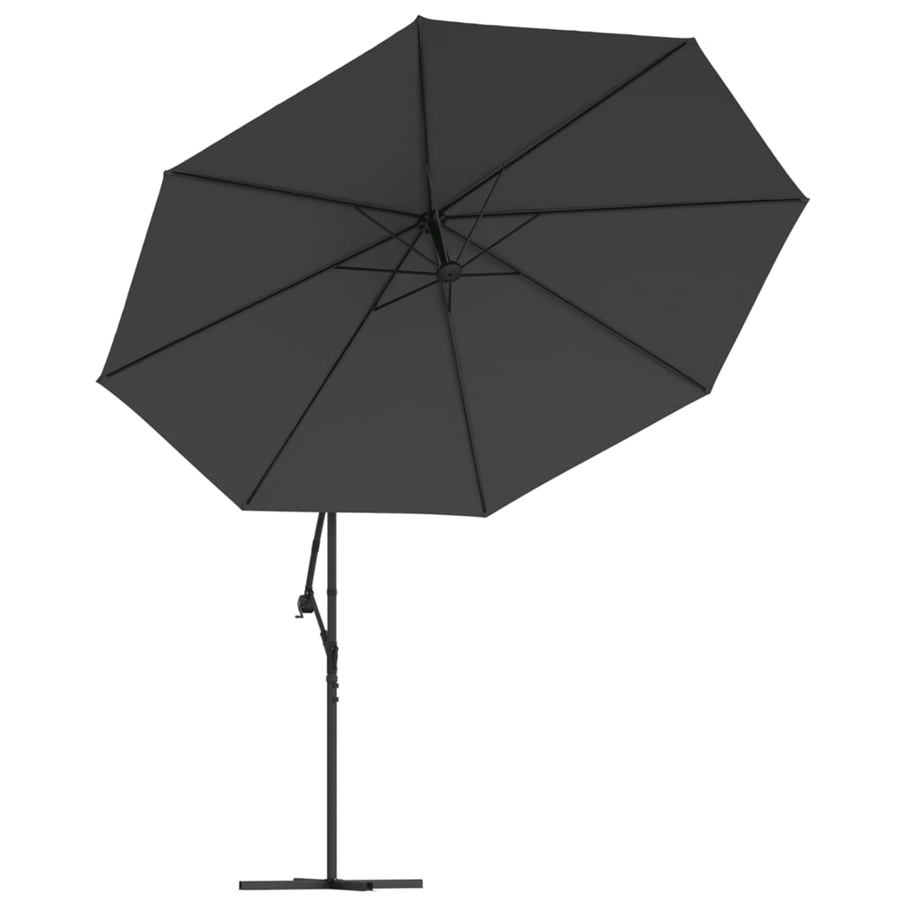 Zweefparasol met LED-verlichting metalen paal 350 cm antraciet