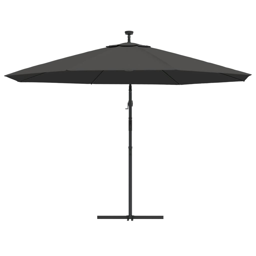 Zweefparasol met LED-verlichting metalen paal 350 cm antraciet