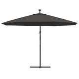 Zweefparasol met LED-verlichting metalen paal 350 cm antraciet