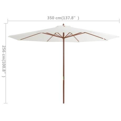 Parasol met houten paal 350 cm zandwit - AllerleiShop