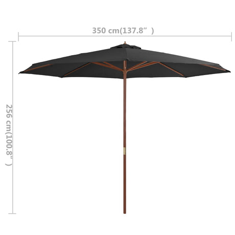 Parasol met houten paal 350 cm antraciet - AllerleiShop