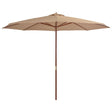 Parasol met houten paal 350 cm taupe - AllerleiShop