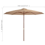 Parasol met houten paal 350 cm taupe - AllerleiShop