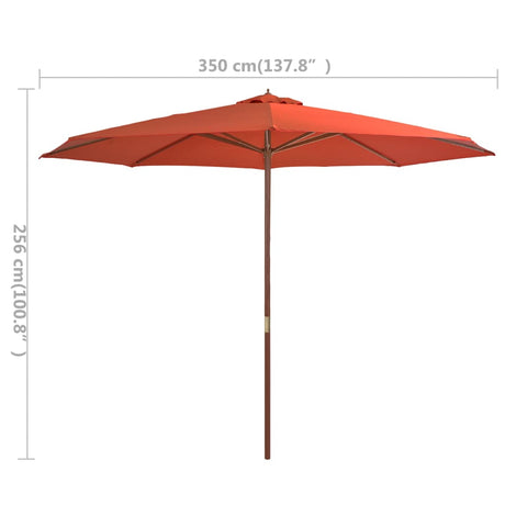 Parasol met houten paal 350 cm terracottakleurig - AllerleiShop