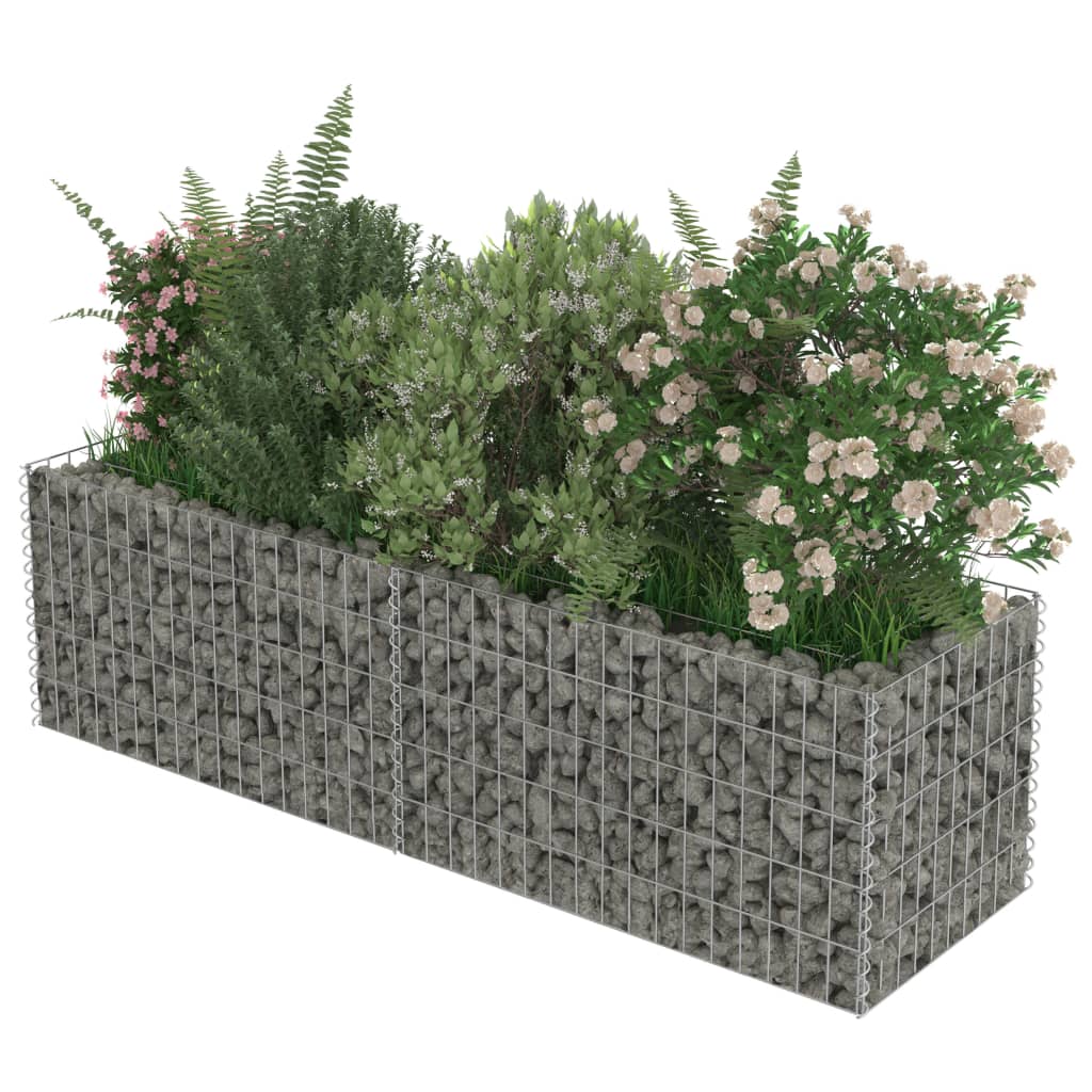 Gabion plantenbak verhoogd 180x50x50 cm gegalvaniseerd staal