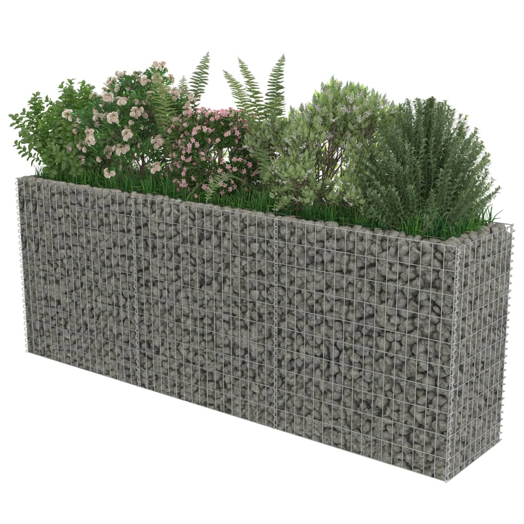 Gabion plantenbak verhoogd 270x50x100 cm gegalvaniseerd staal