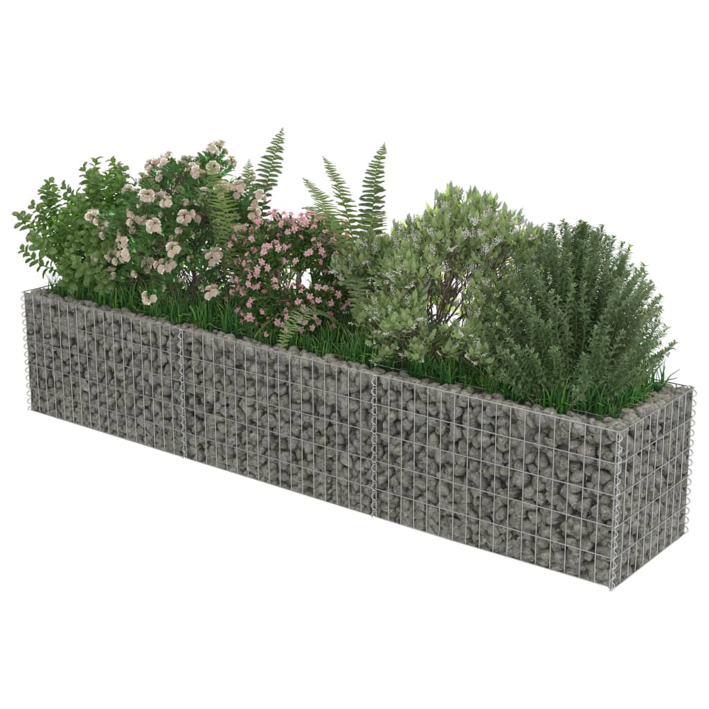 Gabion plantenbak verhoogd 270x50x50 cm gegalvaniseerd staal