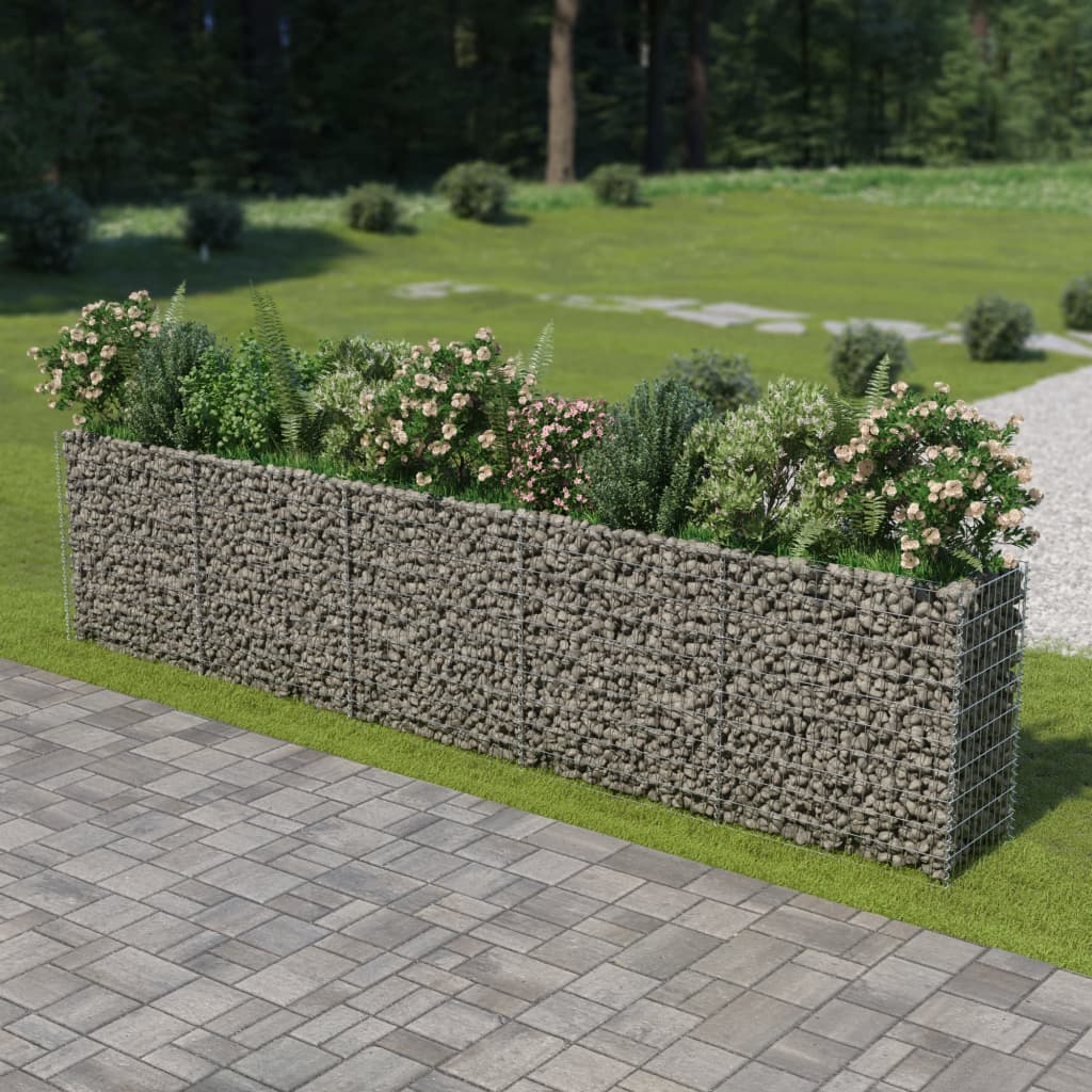 Gabion plantenbak verhoogd 450x50x100 cm gegalvaniseerd staal