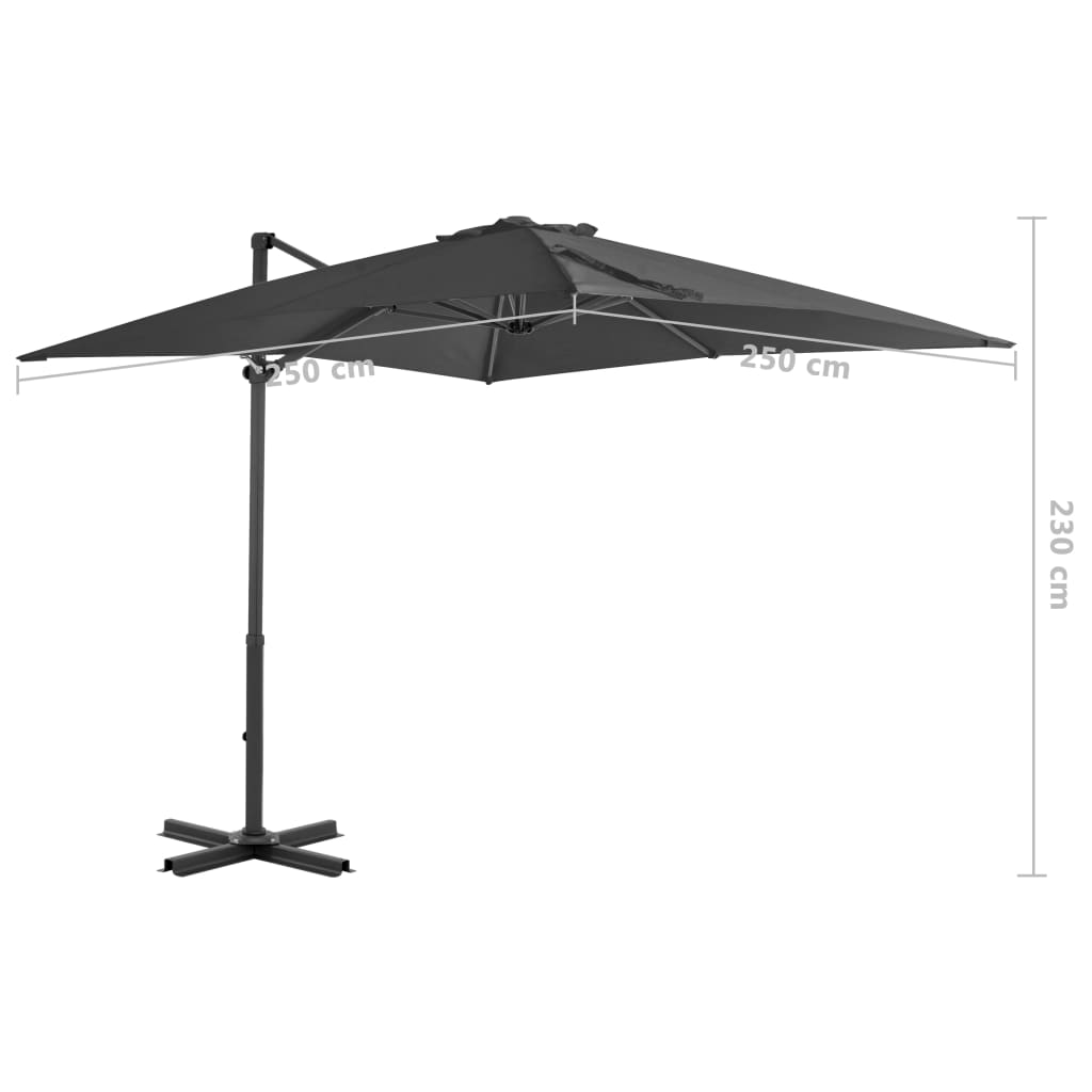 Zweefparasol met aluminium paal 250x250 cm antracietkleurig - AllerleiShop