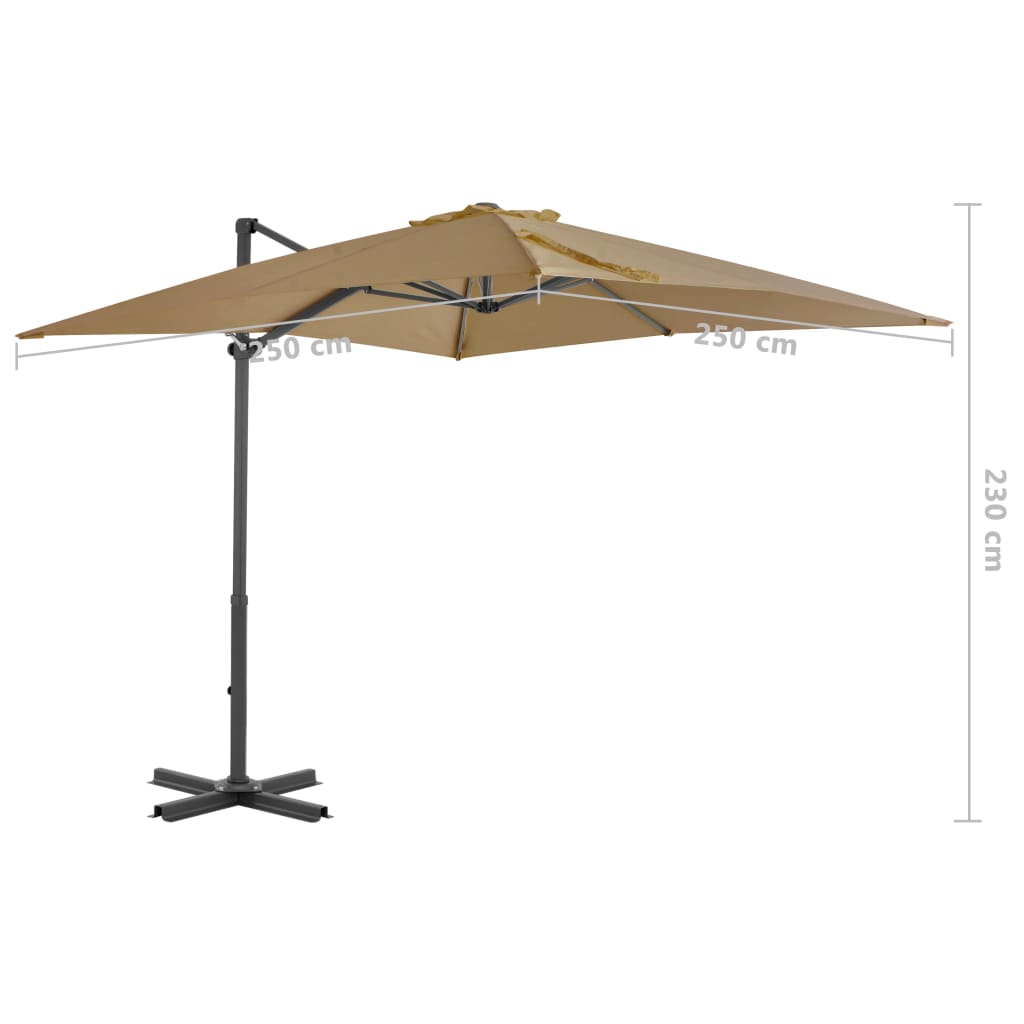 Zweefparasol met aluminium paal 250x250 cm taupe - AllerleiShop