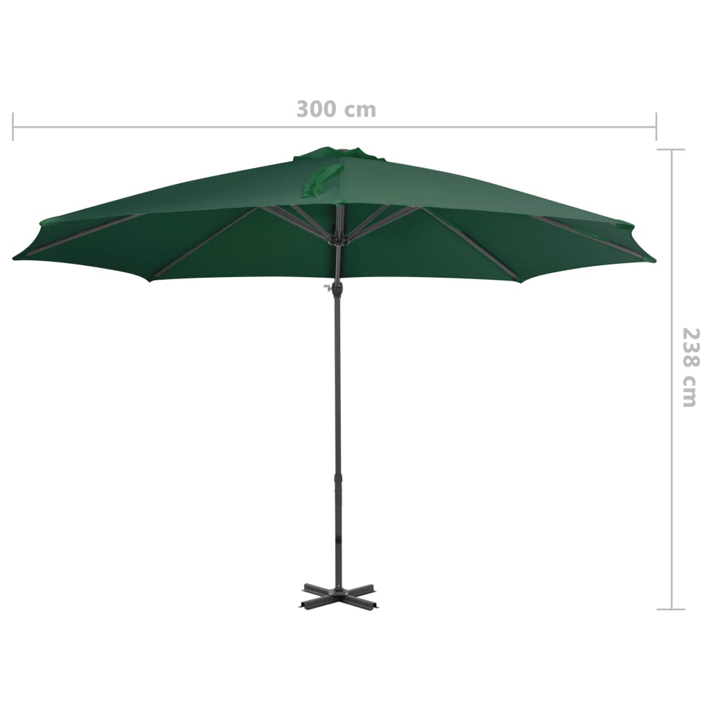 Zweefparasol met aluminium paal 300 cm groen - AllerleiShop