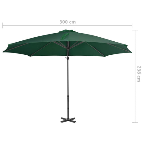 Zweefparasol met aluminium paal 300 cm groen - AllerleiShop