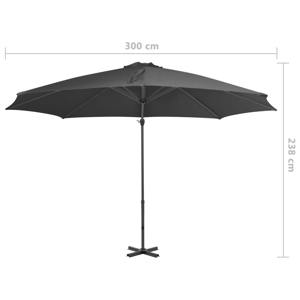 Zweefparasol met aluminium paal 300 cm antracietkleurig - AllerleiShop