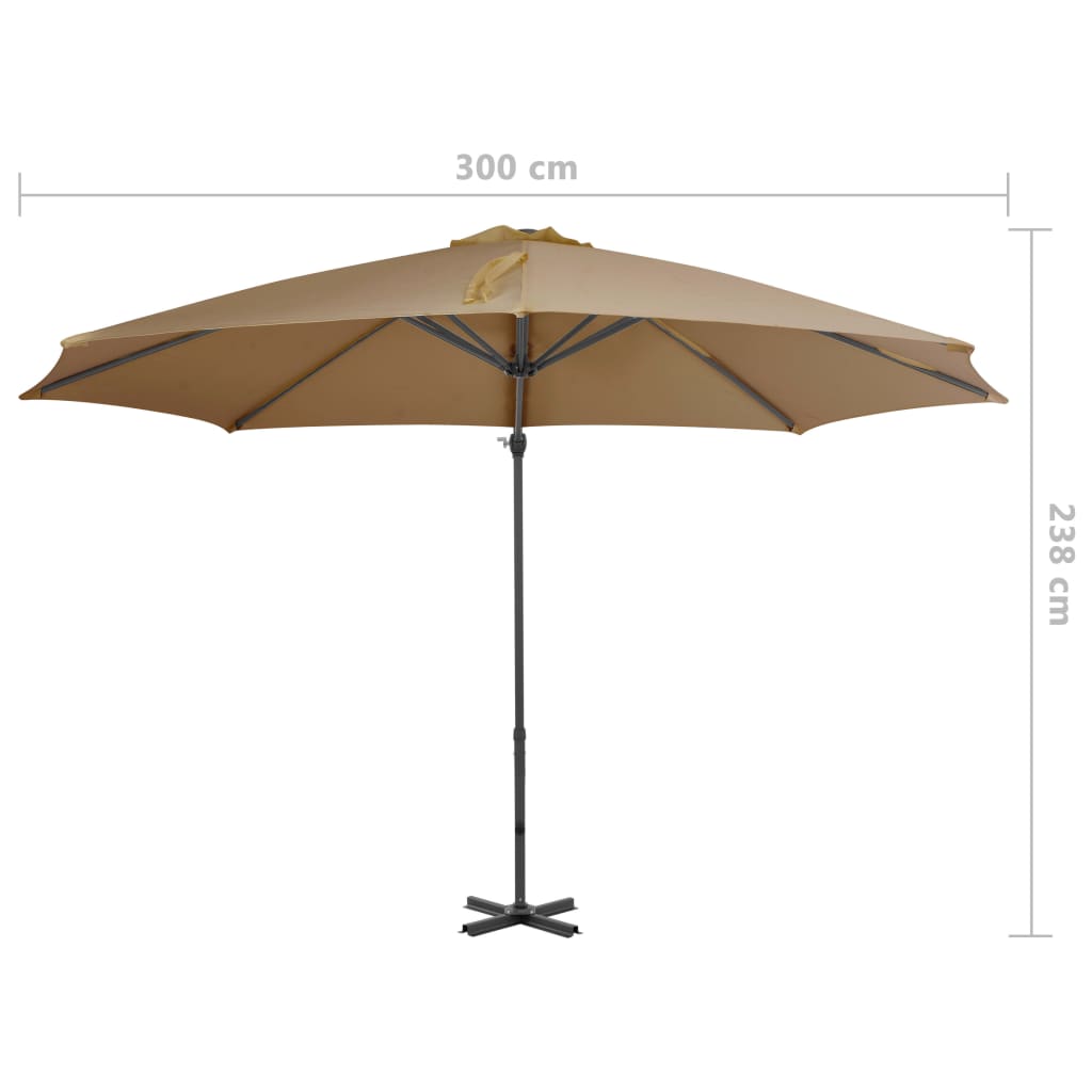 Zweefparasol met aluminium paal 300 cm taupe - AllerleiShop