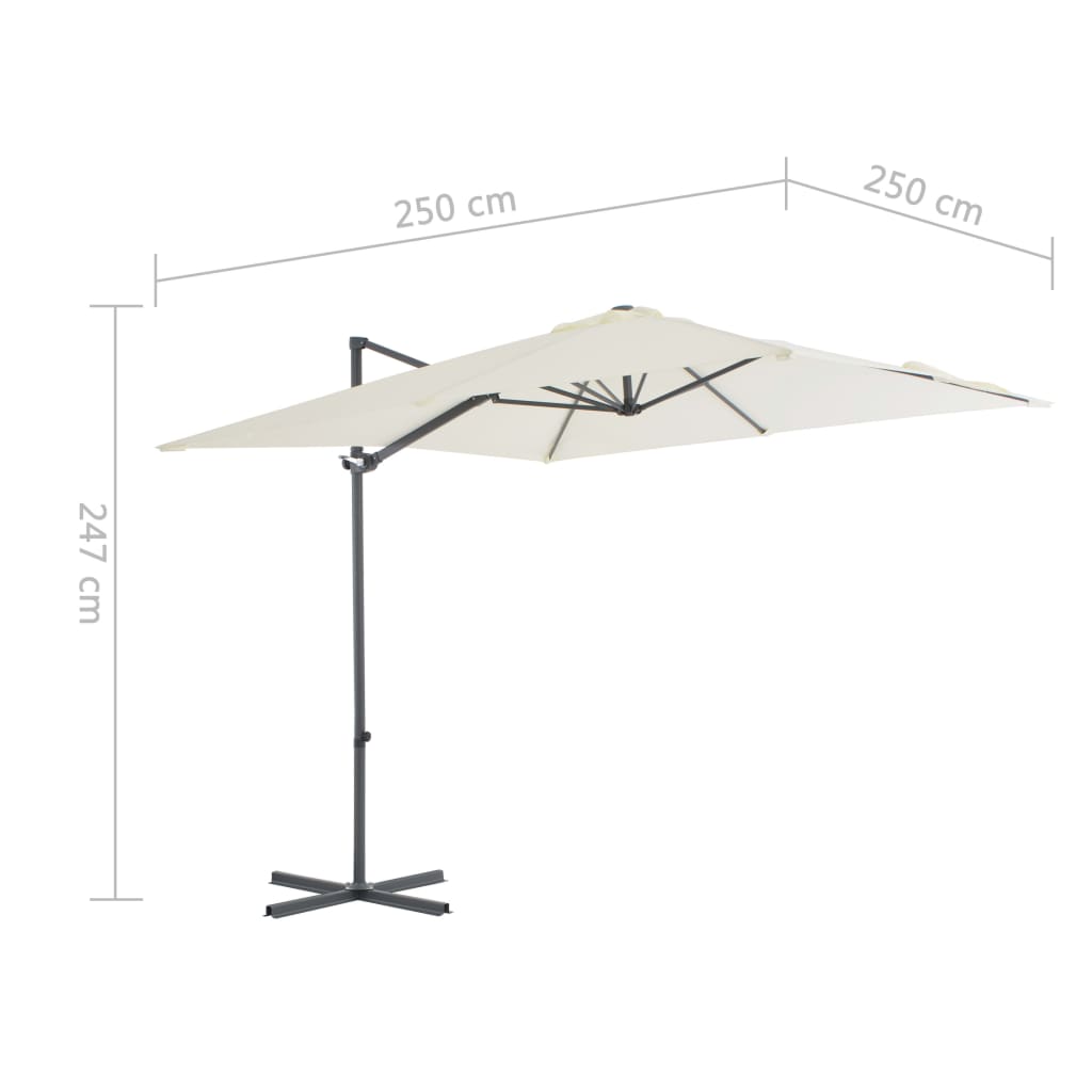 Zweefparasol met stalen paal 250x250 cm zandkleurig - AllerleiShop