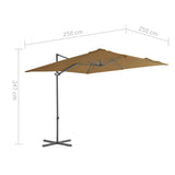 Zweefparasol met stalen paal 250x250 cm taupe - AllerleiShop