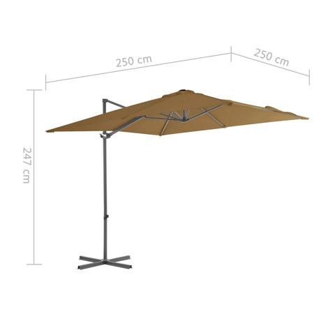 Zweefparasol met stalen paal 250x250 cm taupe - AllerleiShop