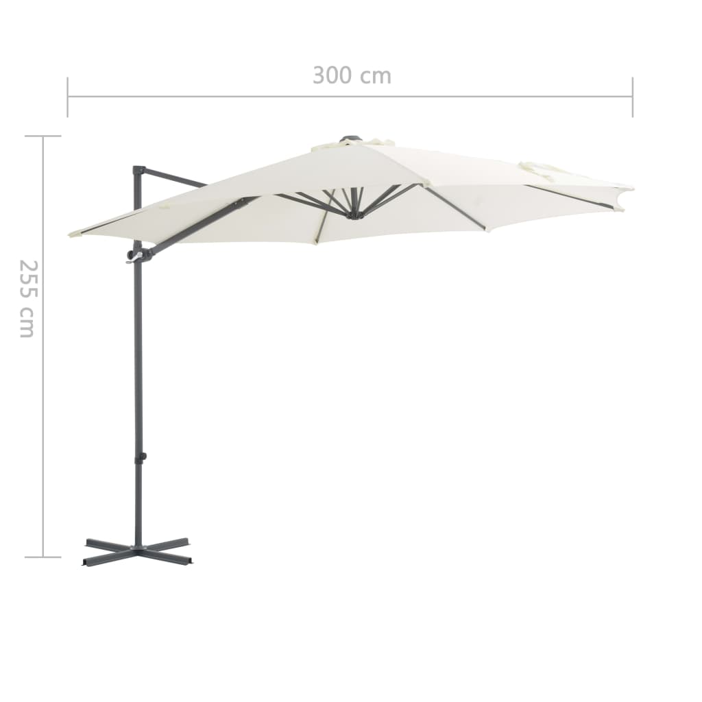 Zweefparasol met stalen paal 300 cm zandkleurig - AllerleiShop