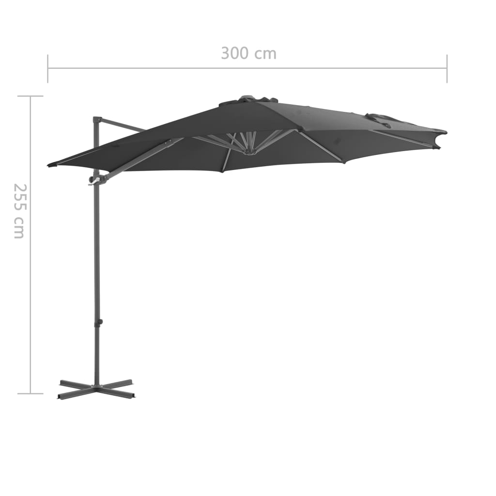 Zweefparasol met stalen paal 300 cm antraciet - AllerleiShop