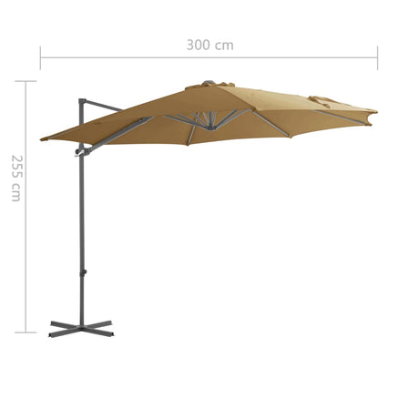 Zweefparasol met stalen paal 300 cm taupe - AllerleiShop