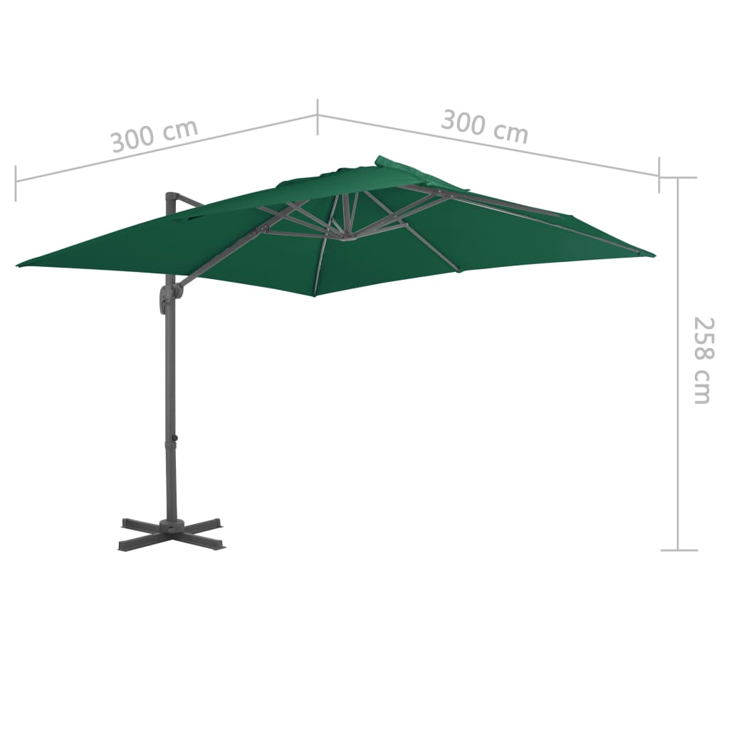 Zweefparasol met aluminium paal 300x300 cm groen - AllerleiShop