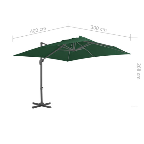 Zweefparasol met aluminium paal 400x300 cm groen - AllerleiShop