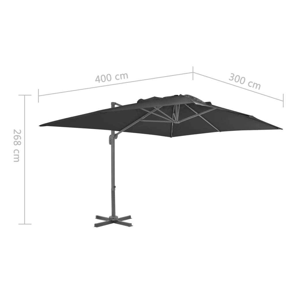 Zweefparasol met aluminium paal 400x300 cm antracietkleurig - AllerleiShop