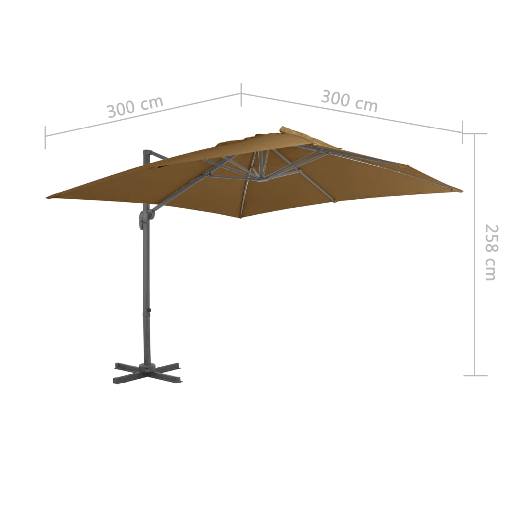 Zweefparasol met aluminium paal 300x300 cm taupe - AllerleiShop