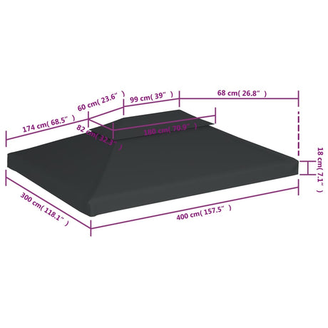Prieeldak 2-laags 4x3m 310 g/m² antracietkleurig - AllerleiShop