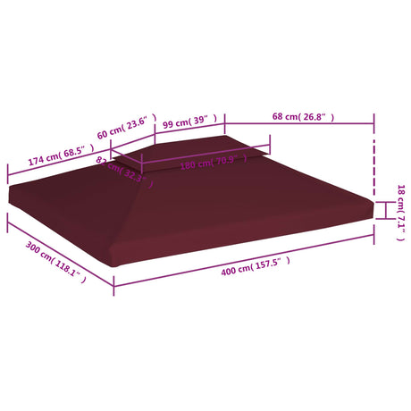 Prieeldak 2-laags 4x3m 310 g/m² bordeaux - AllerleiShop