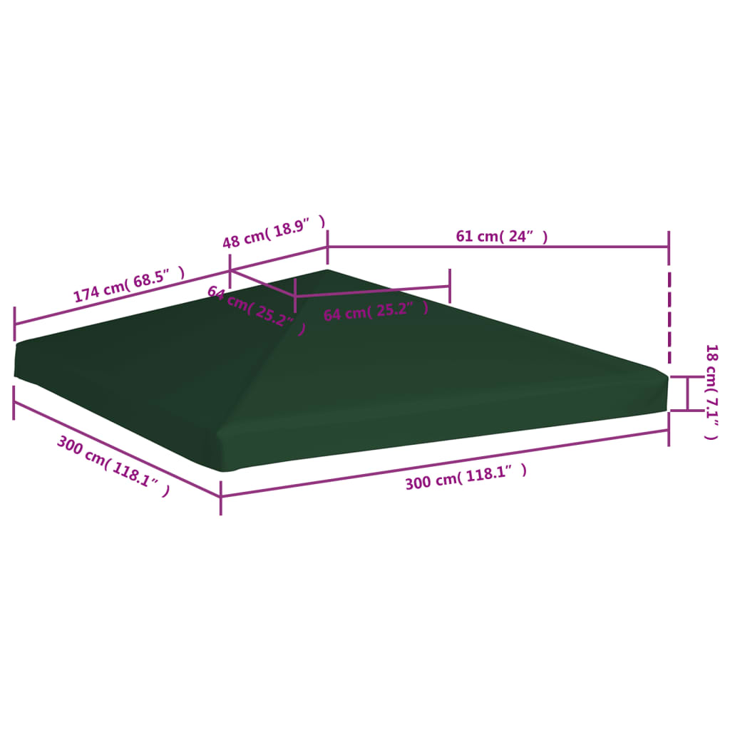 Prieeldak 310 g/m² 3x3 m groen - AllerleiShop