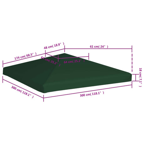 Prieeldak 310 g/m² 3x3 m groen - AllerleiShop