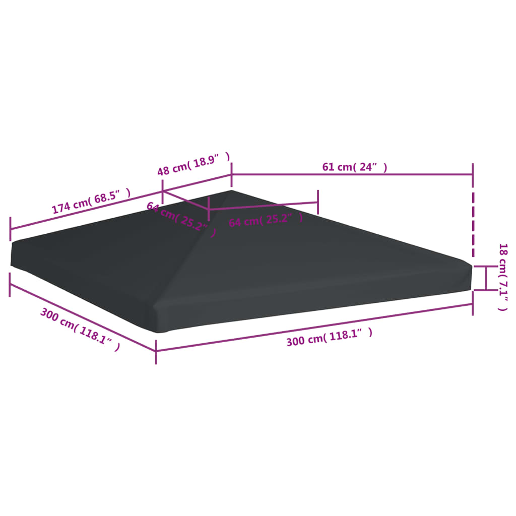 Prieeldak 310 g/m² 3x3 m grijs - AllerleiShop