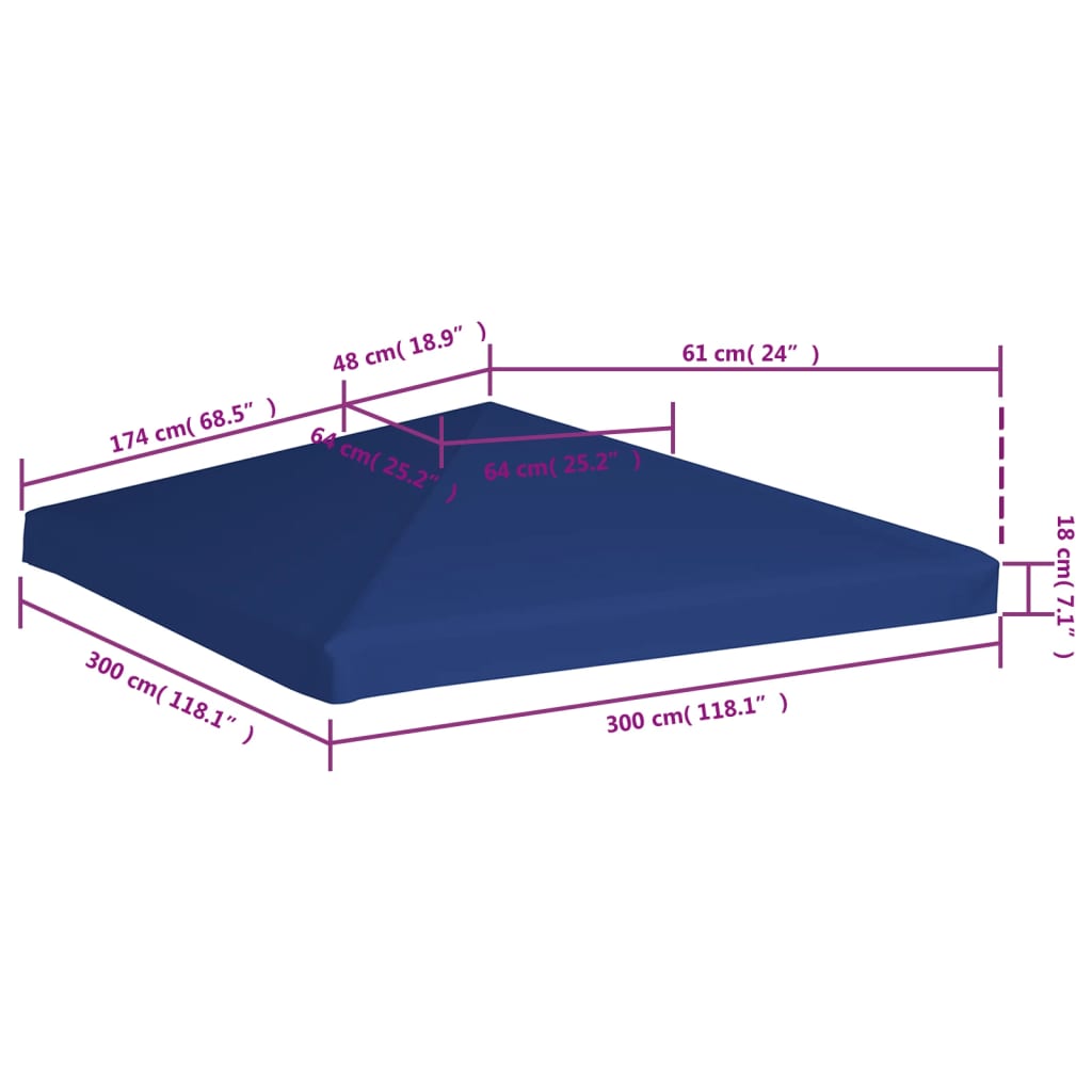 Prieeldak 310 g/m² 3x3 m blauw - AllerleiShop