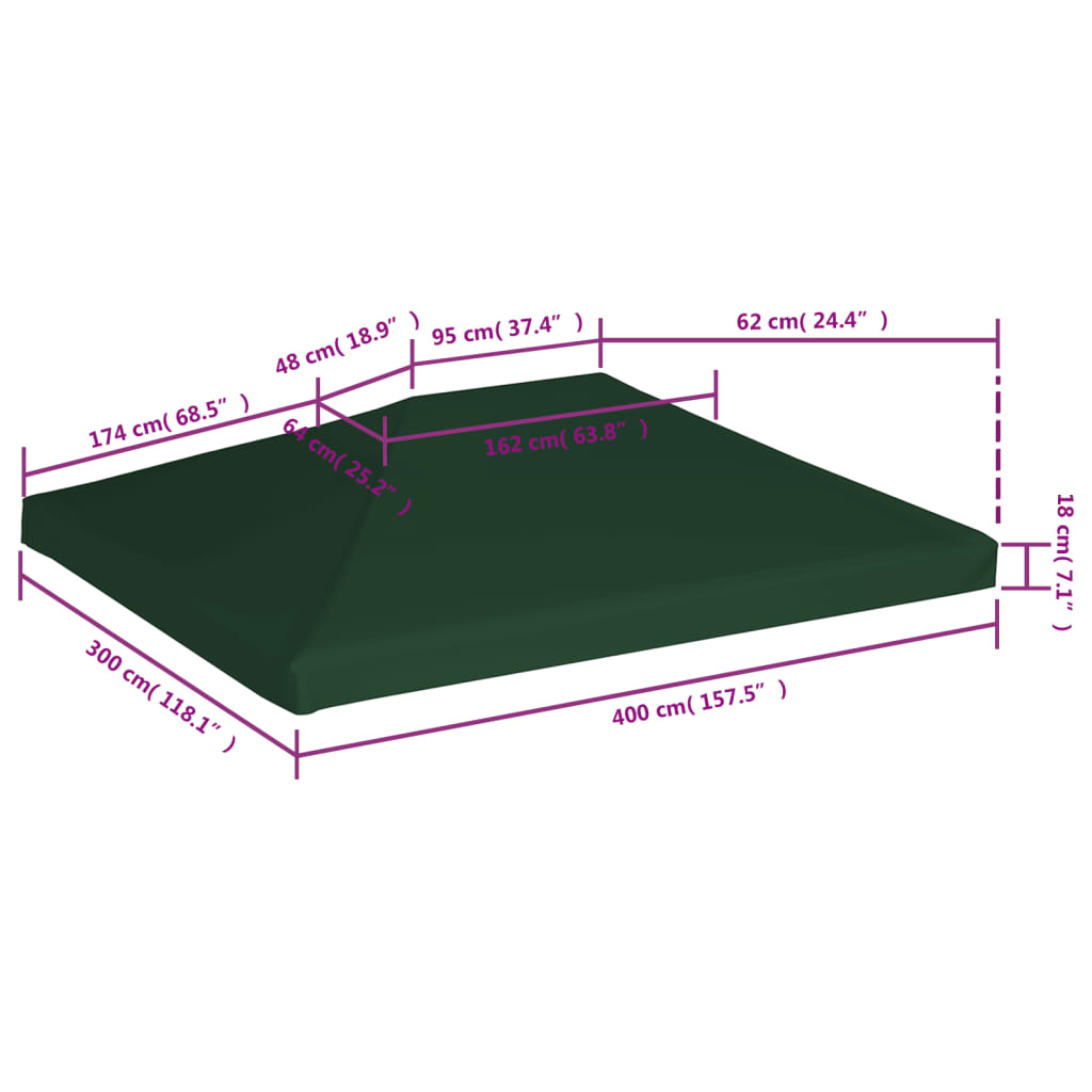 Prieeldak 310 g/m² 4x3 m groen - AllerleiShop