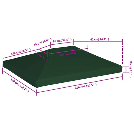 Prieeldak 310 g/m² 4x3 m groen - AllerleiShop