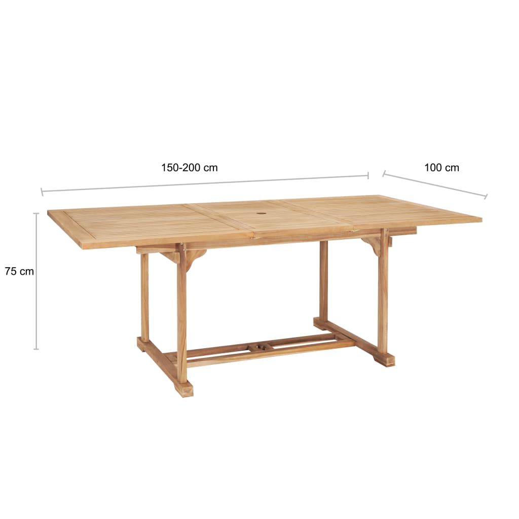 Tuintafel verlengbaar 150-200x100x75 cm massief teakhout - AllerleiShop