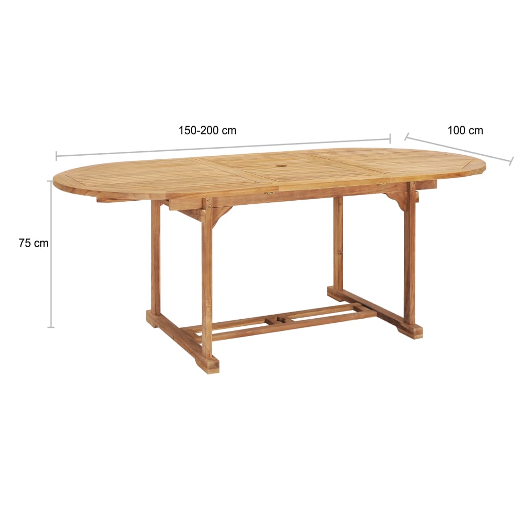 Tuintafel verlengbaar 150-200x100x75 cm massief teakhout - AllerleiShop