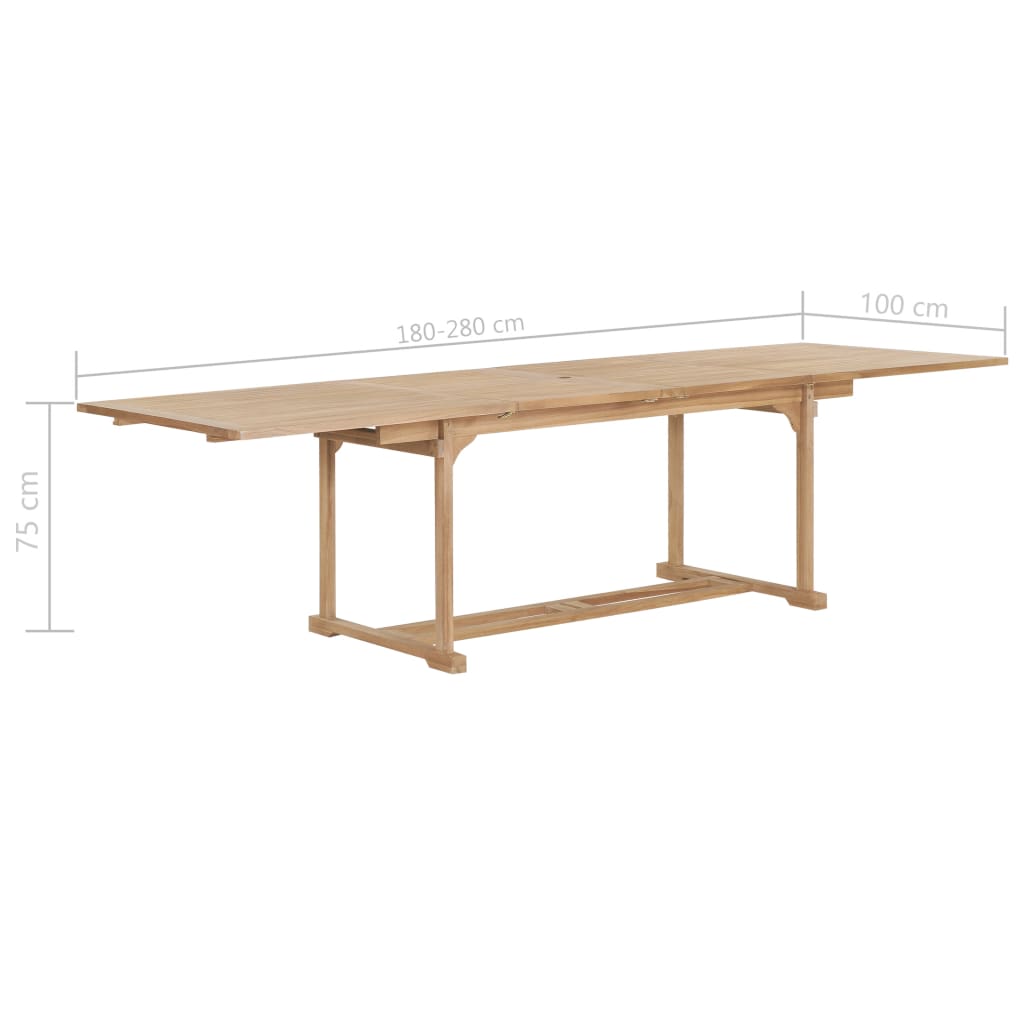 Tuintafel verlengbaar 180-280x100x75 cm massief teakhout - AllerleiShop