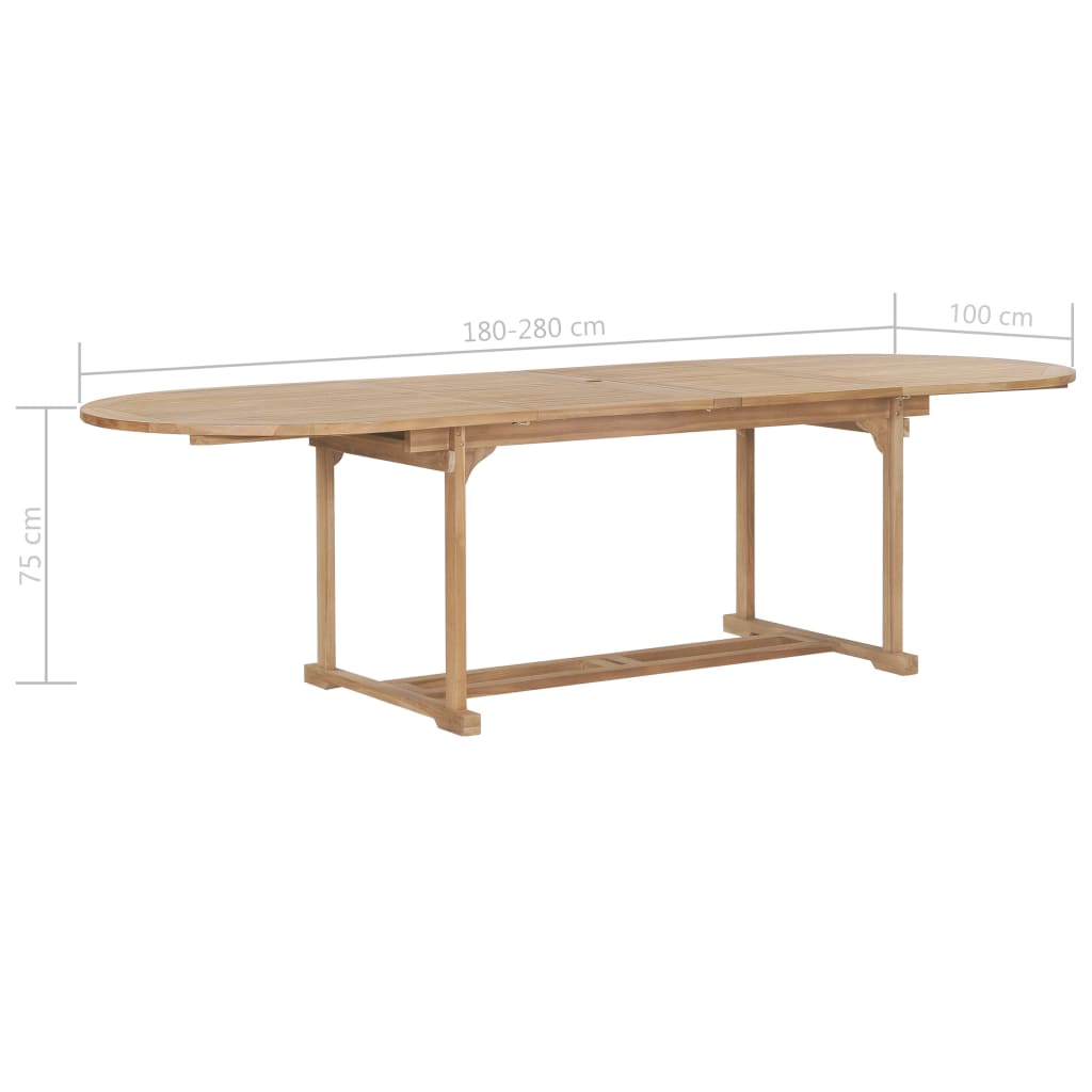 Tuintafel verlengbaar ovaal 180-280x100x75 cm massief teakhout - AllerleiShop