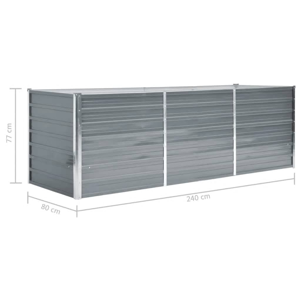 Plantenbak verhoogd 240x80x77 cm gegalvaniseerd staal grijs - AllerleiShop